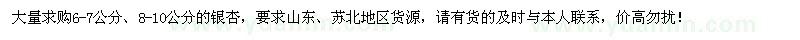 求購大量6-10公分銀杏