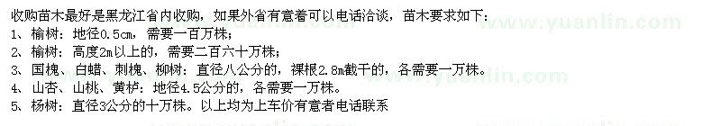 求購榆樹(shù)、國槐、白蠟、刺槐