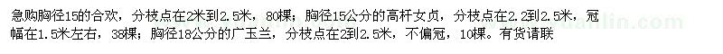 求購合歡,高桿女貞,廣玉蘭