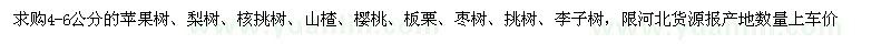 求購(gòu)4-6公分的蘋(píng)果樹(shù)、梨樹(shù)、核挑樹(shù)