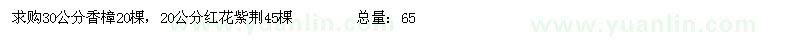 求購30公分香樟20棵，20公分紅花紫荊45棵