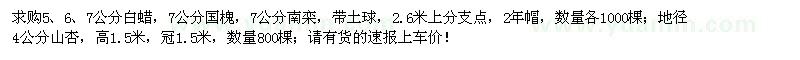 求購白蠟、國槐、山杏、南欒