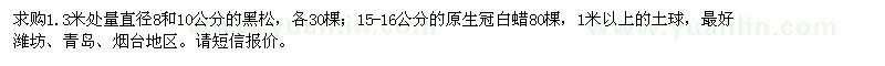 求購直徑8和10公分的黑松,15-16公分的原生冠白蠟