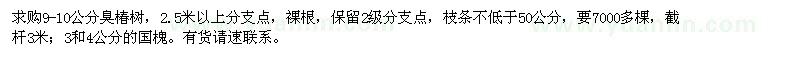 求購(gòu)9-10公分臭椿樹,3和4公分的國(guó)槐