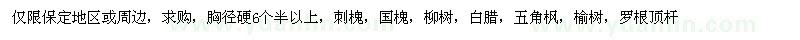 求購刺槐，白臘，榆樹，柳樹