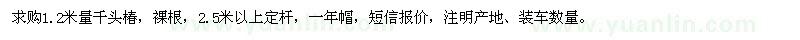 求購2.5米以上定桿的千頭椿