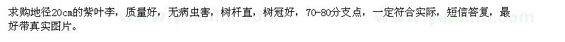 求購(gòu)地徑20cm的紫葉李