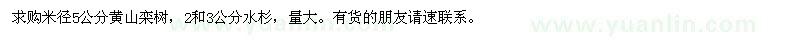 求購米徑5公分黃山欒樹(shù),2和3公分水杉