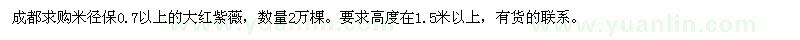 求購米徑保0.7以上的大紅紫薇