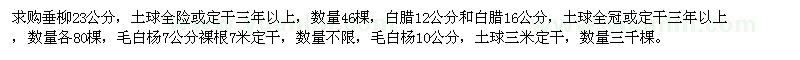 求購垂柳白臘毛白楊