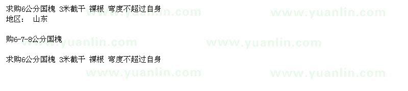 求購6公分國槐 3米截干 裸根 彎度不超過自身