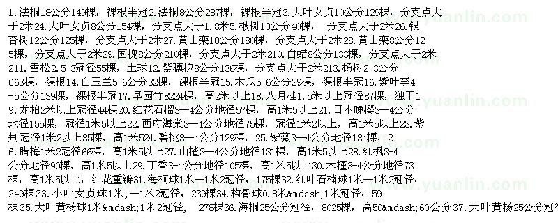 求購法桐 大葉女貞 楸樹 銀杏樹 黃山欒 國槐 白蠟 雪