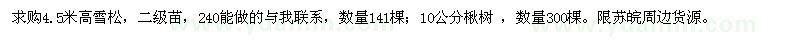 求購4.5米高雪松,10公分楸樹(shù)