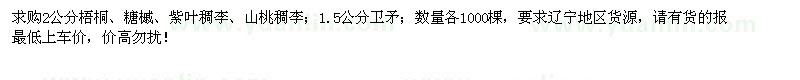 求購(gòu)梧桐、糖槭、紫葉稠李、山桃稠李、衛(wèi)矛
