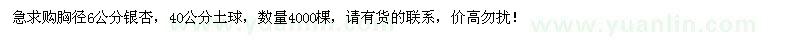 求購胸徑6公分銀杏4000棵
