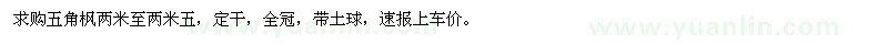 求購五角楓兩米至兩米五