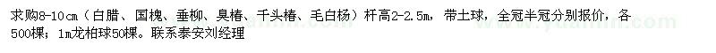 求購(gòu)8-10cm白臘、國(guó)槐、垂柳、臭椿、千頭椿、毛白楊