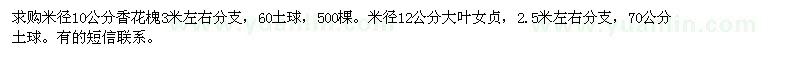 求購(gòu)10公分的香花槐，12公分大葉女貞