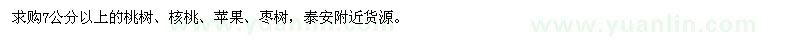 求購桃樹,核桃,蘋果,棗樹