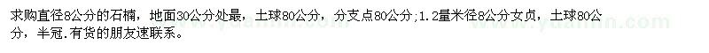 求購(gòu)直徑8公分的石楠、8公分女貞