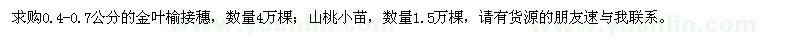 求購金葉榆接穗,山桃小苗