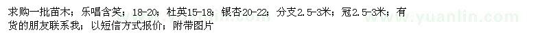 求購樂唱含笑18-20，杜英15-18，銀杏20-22