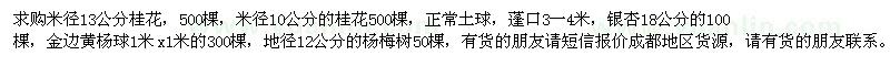 求購桂花、銀杏、金邊黃楊球、楊梅樹