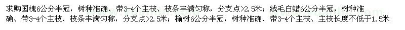求購國槐、白蠟、榆樹