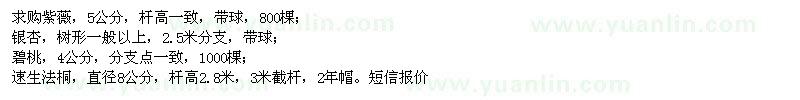 求購紫薇,銀杏,碧桃,速生法桐