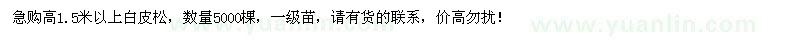 求購高1.5米以上白皮松5000棵