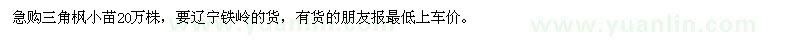 求購三角楓小苗