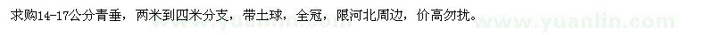 求購(gòu)14-17公分青垂