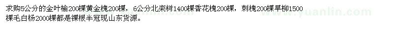 求購金葉榆，黃金槐，香花槐，刺槐，旱柳，毛白楊