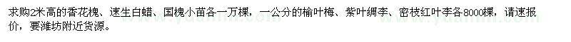 求購香花槐、速生白蠟、國槐小苗、榆葉梅、紫葉綢李、密枝紅葉李