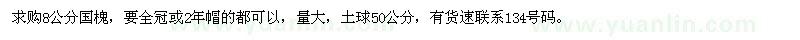 求購(gòu)8公分國(guó)槐