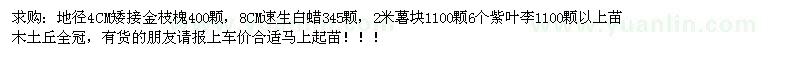 求購(gòu)薯塊速生白蠟紫葉李黃金槐