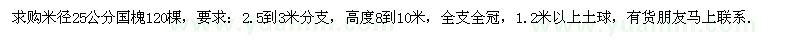 求購米徑25公分國槐120棵