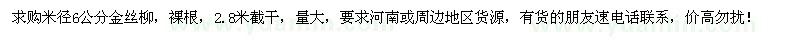 求購米徑6公分金絲柳