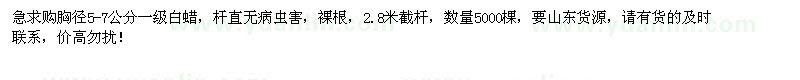 求購胸徑5-7公分一級白蠟5000棵