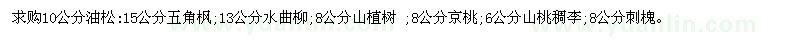 求購10公分油松、15公分五角楓