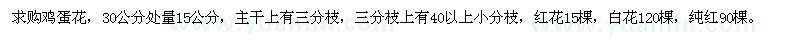 求購30公分處量15公分雞蛋花