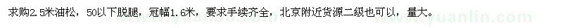 求購(gòu)2.5米油松