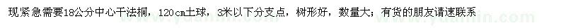 求購18公分中心干法桐