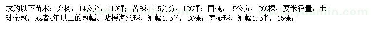 求購欒樹、苦楝、國槐、海棠球