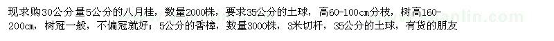 求購(gòu)5公分的八月桂,5公分的香樟