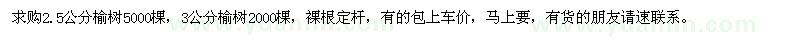 求購2.5公分,3公分榆樹