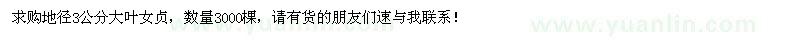 求購地徑3公分大葉女貞