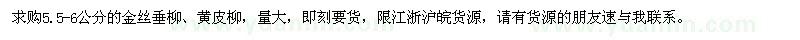 求購5.5-6公分的金絲垂柳、黃皮柳
