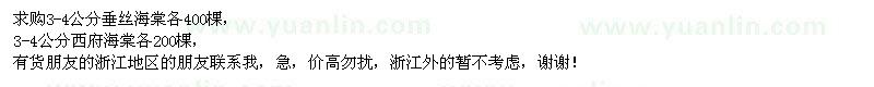 求購3-4公分垂絲海棠和西府海棠