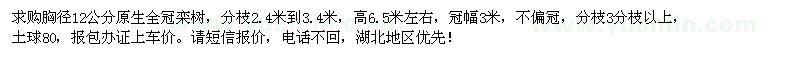 求購胸徑12公分原生全冠欒樹
